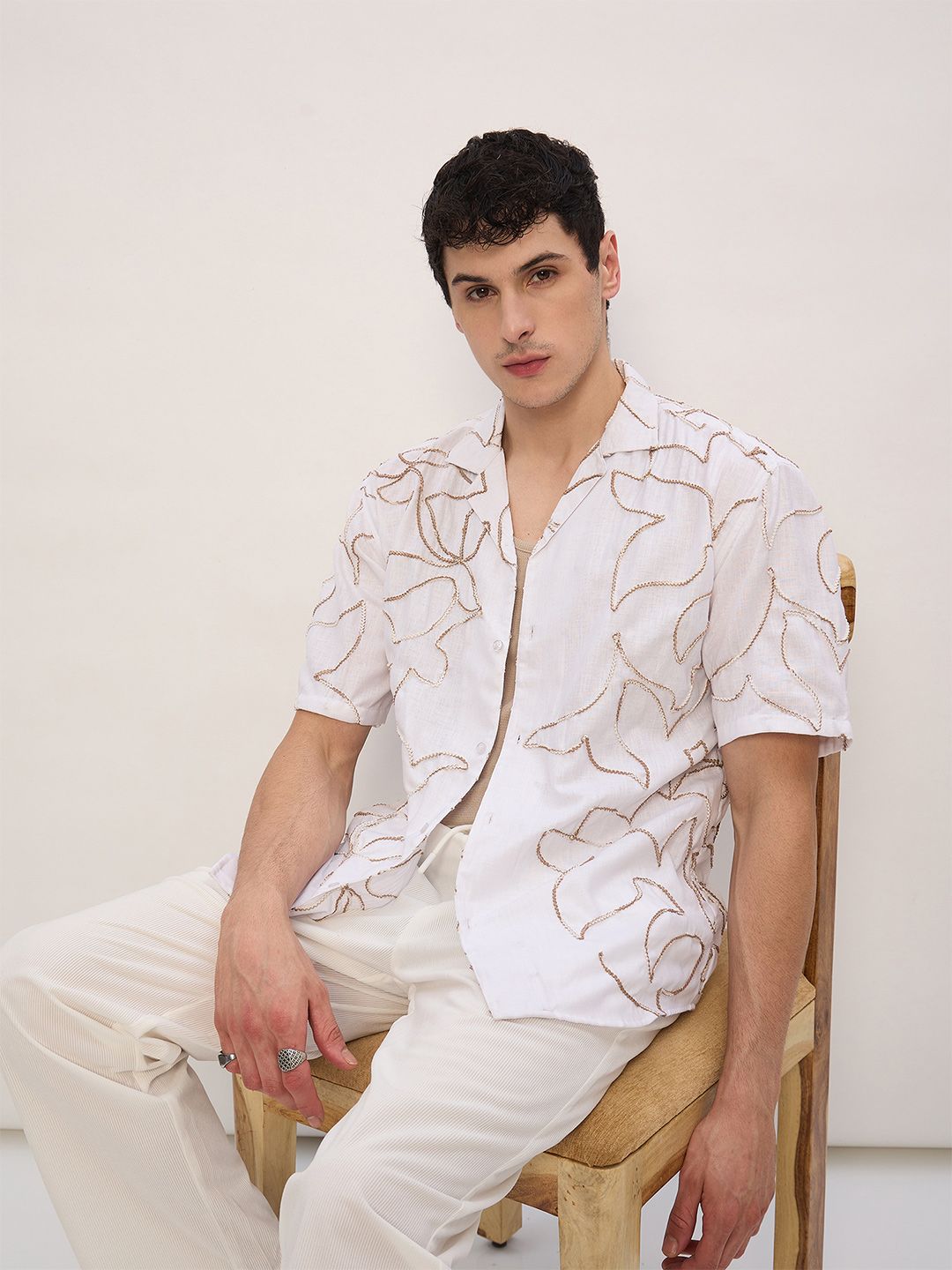 Embroidered Drop-shoulder Shirt