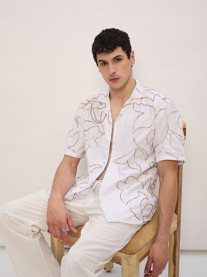 Embroidered Drop-shoulder Shirt