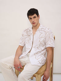 Embroidered Drop-shoulder Shirt