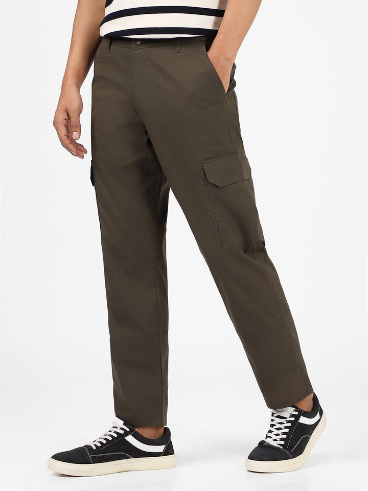 Urbano Fashion Men Mid-Rise Pure Cotton Cargo Trousers