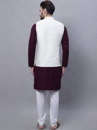 SOJANYA Embroidered Pure Cotton Kurta with Pyjamas & Narhu Jacket