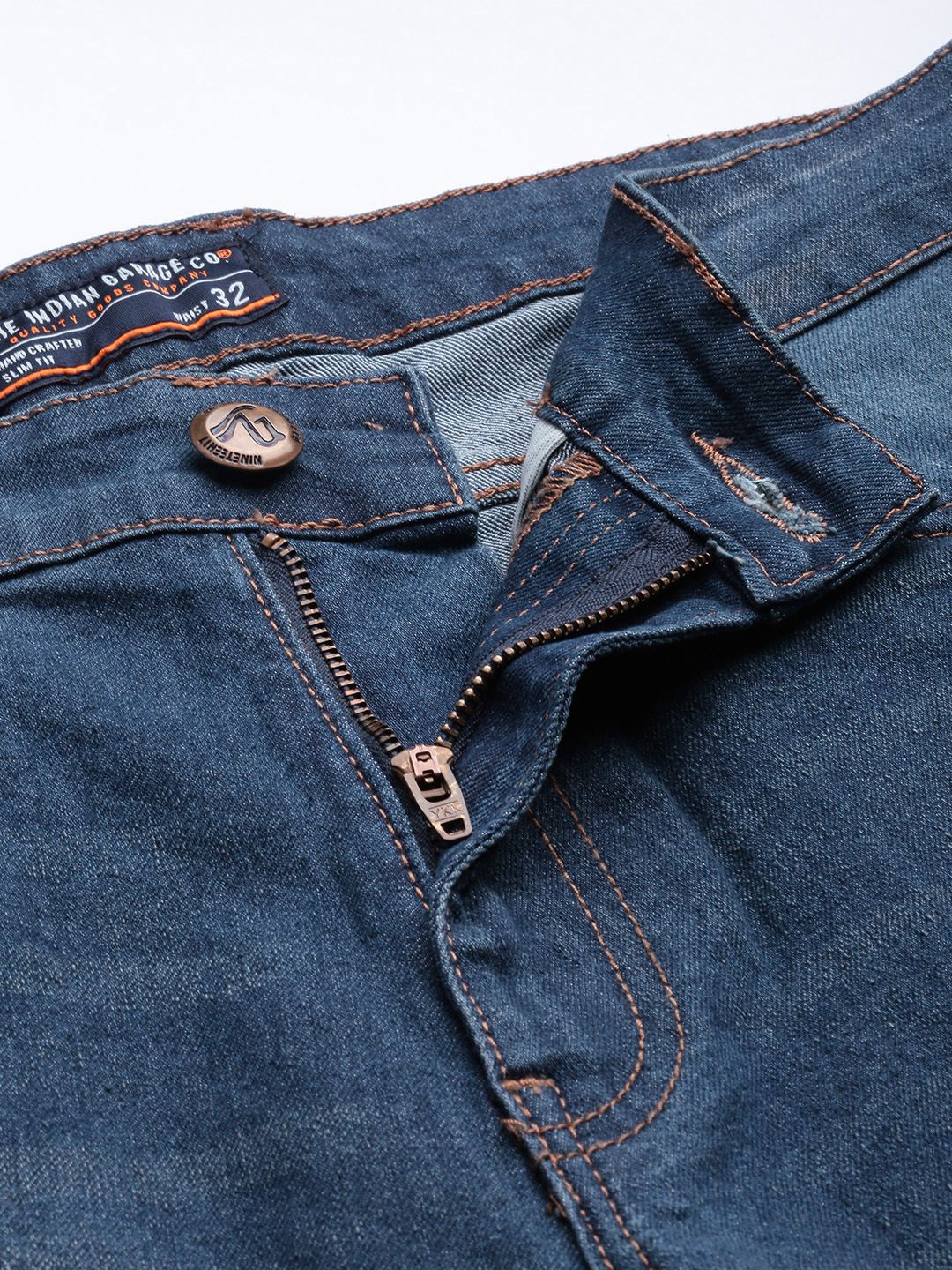 The Indian Garage Co Men Blue Slim Fit Light Fade Stretchable Jeans