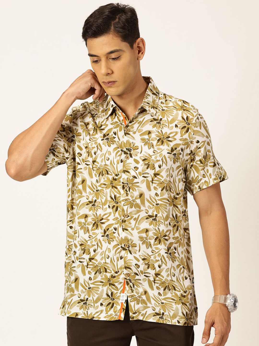 Thomas Scott Men Floral Printed Spread Collar Casual Shirt