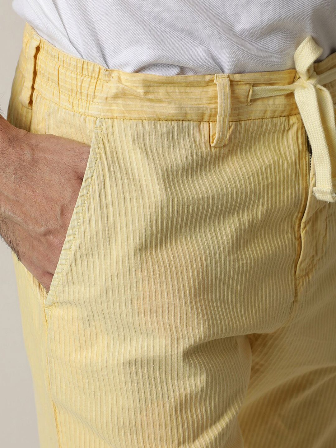 RARE RABBIT Men Monter Drawstring Slim Fit Pure Cotton Trouser