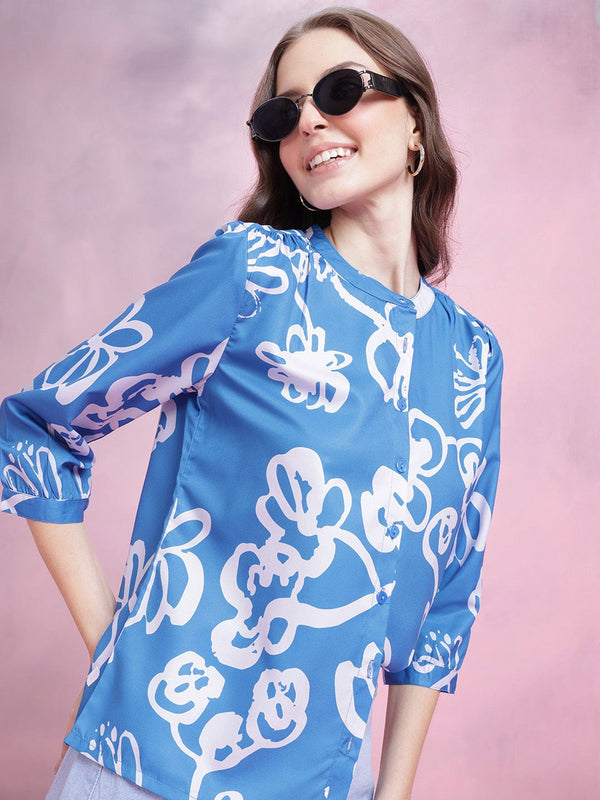 DressBerry Floral Printed Shirt-Style Top