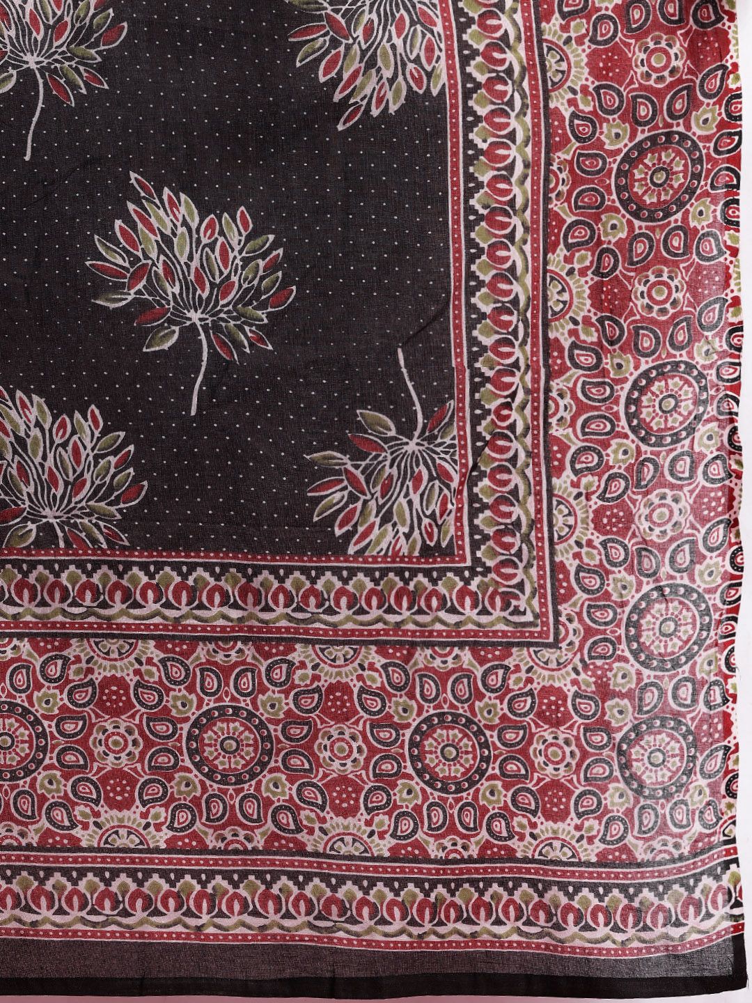 Anouk Paisley Print Pure Cotton Kurta With Trousers & Dupatta