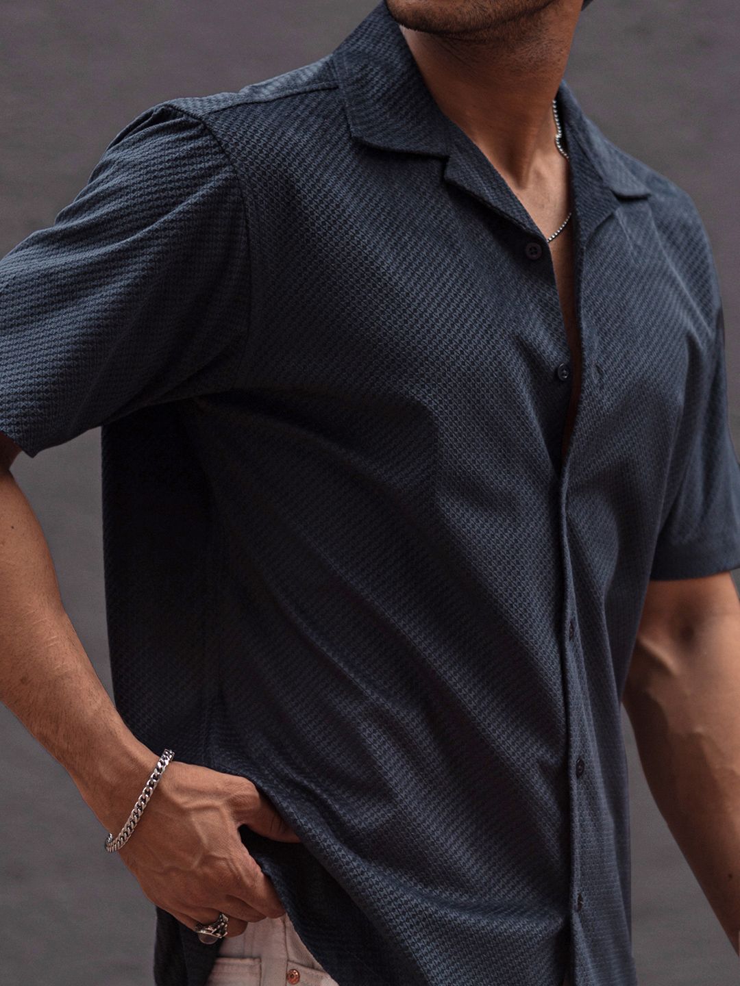 Powerlook Men Solid Cuban Collar Casual Shirt