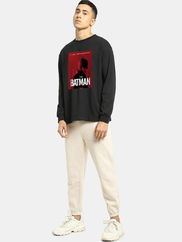 Bewakoof Men Black Printed Pure Cotton Applique Oversized T-shirt