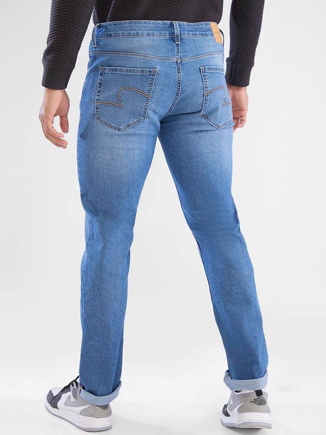 SPYKAR Men Mid Rise Low Distress Light Fade Clean Look Stretchable Jeans