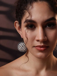 PANASH Silver Plated Solitaire Stone Studded Drop Subang