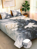 Moda Rapido X KLOTTHE Grey & White Floral 400 TC King Bedsheet with 2 Pillow Covers