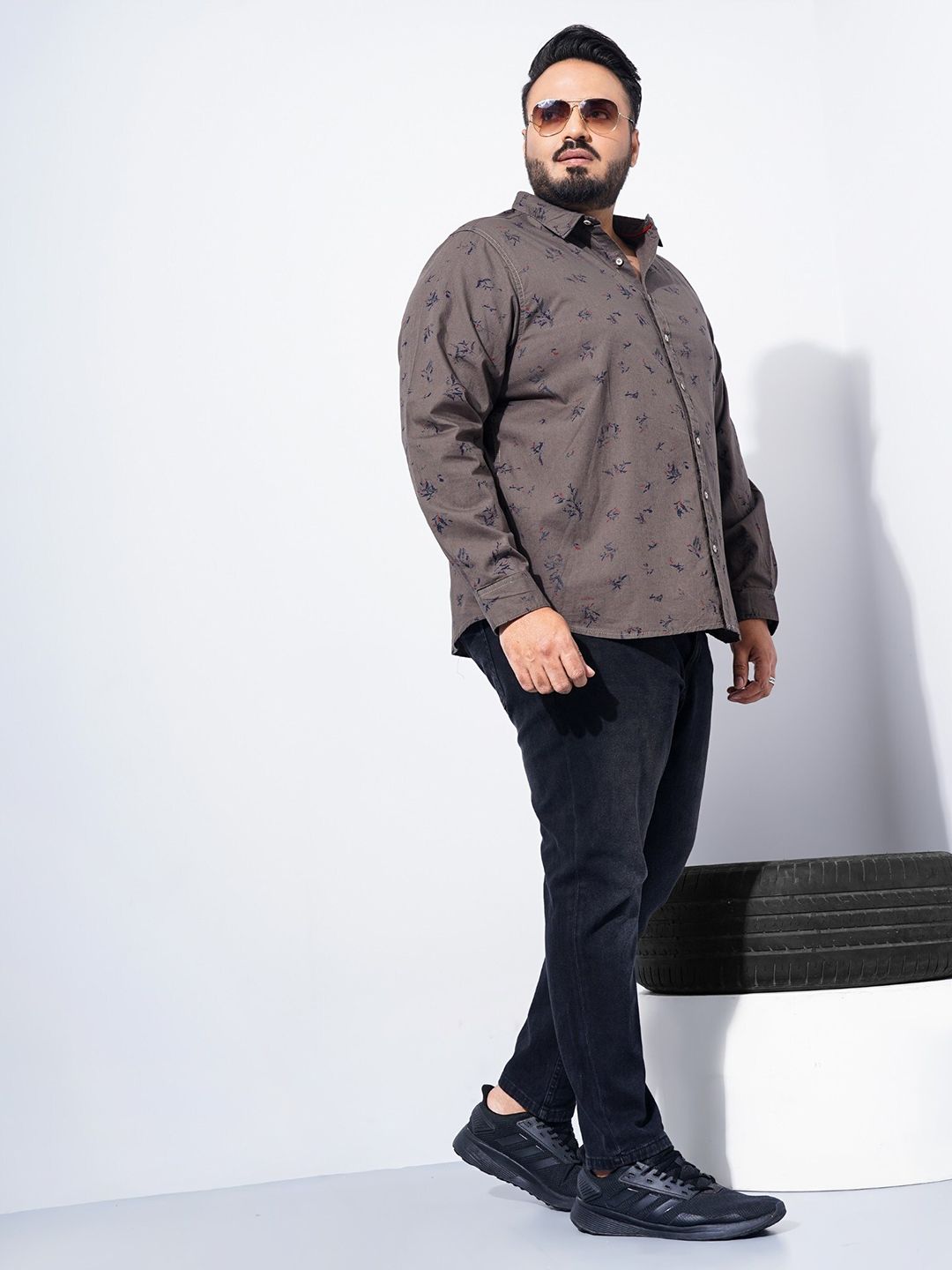 The Indian Garage Co Plus Size Floral Printed Cotton Casual Shirt
