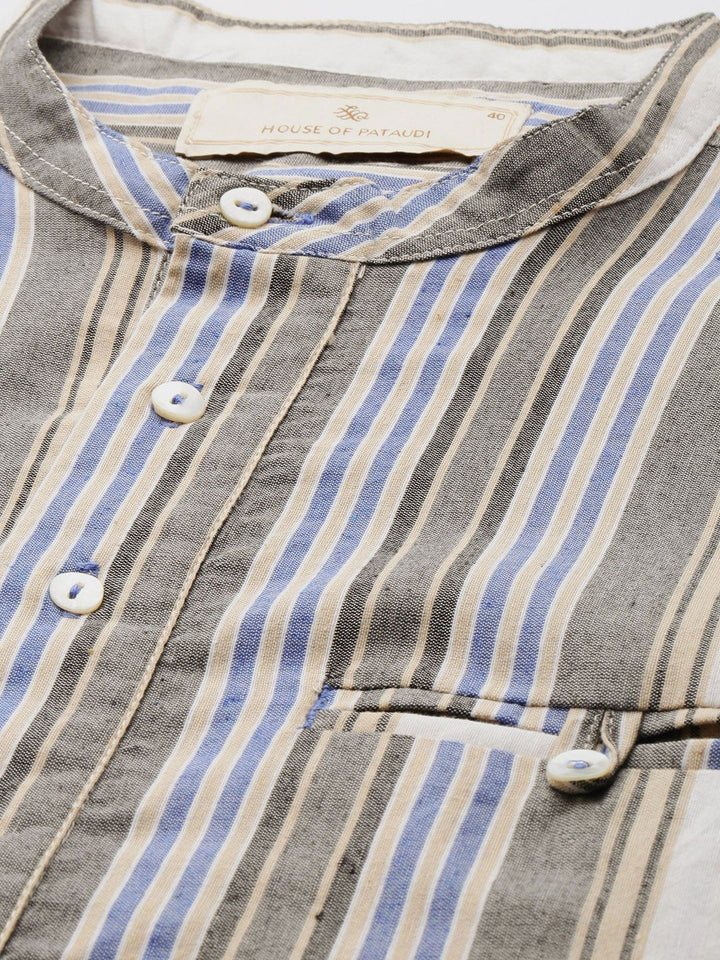 House of Pataudi Striped Rozana Kurta
