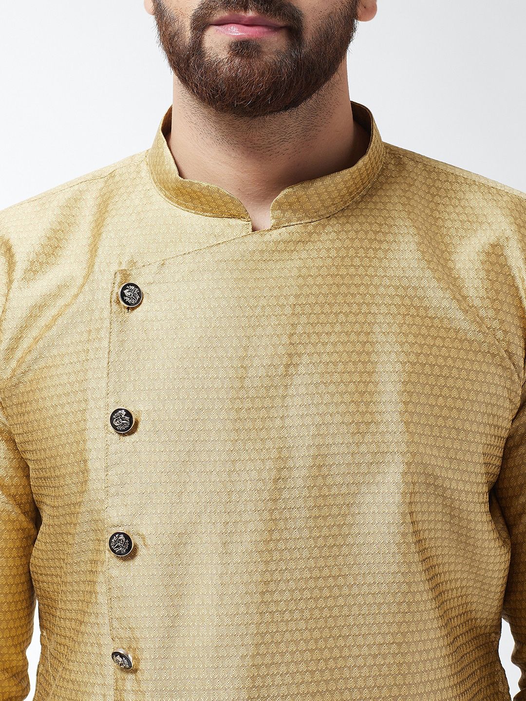 SOJANYA Men Gold-Colored Woven Design Straight Kurta