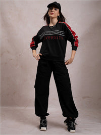 Tokyo Talkies Black Printed Pullover Sweatshirt