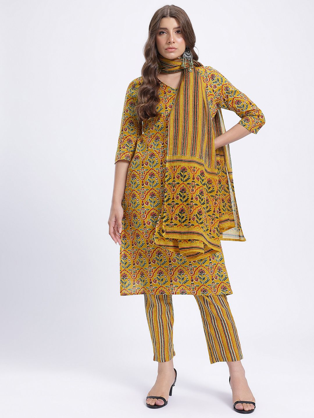 Anouk Ethnic Motifs Print Kurta with Trousers & With Dupatta