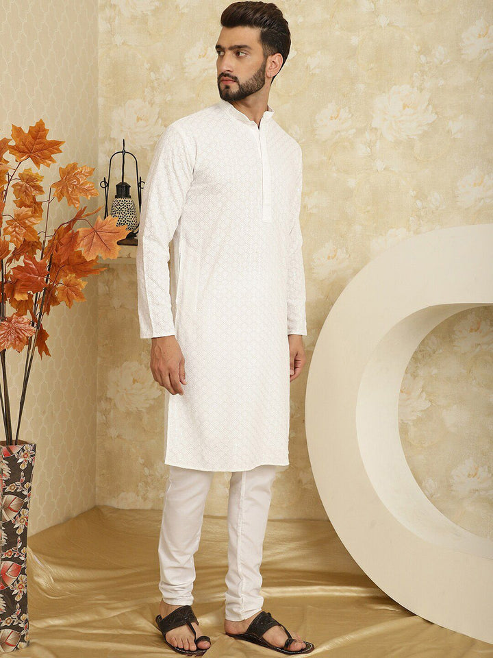 SOJANYA Ethnic Motifs Embroidered Sequinned Pure Cotton Kurta with Churidar