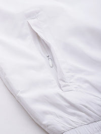 The Indian Garage Co Men White & Blue Striped Windcheater Bomber Jacket