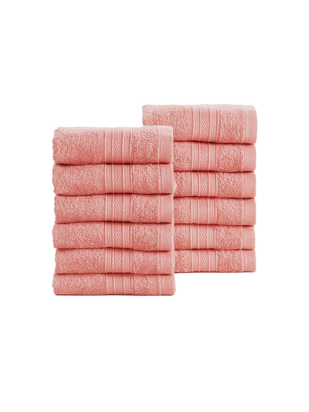 MYTRIDENT 12 Piece Face Towel Set Coral Soft and Plush 100% Cotton 500 GSM