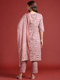 Anouk Floral Print Pure Cotton Kurta with Trousers & With Dupatta