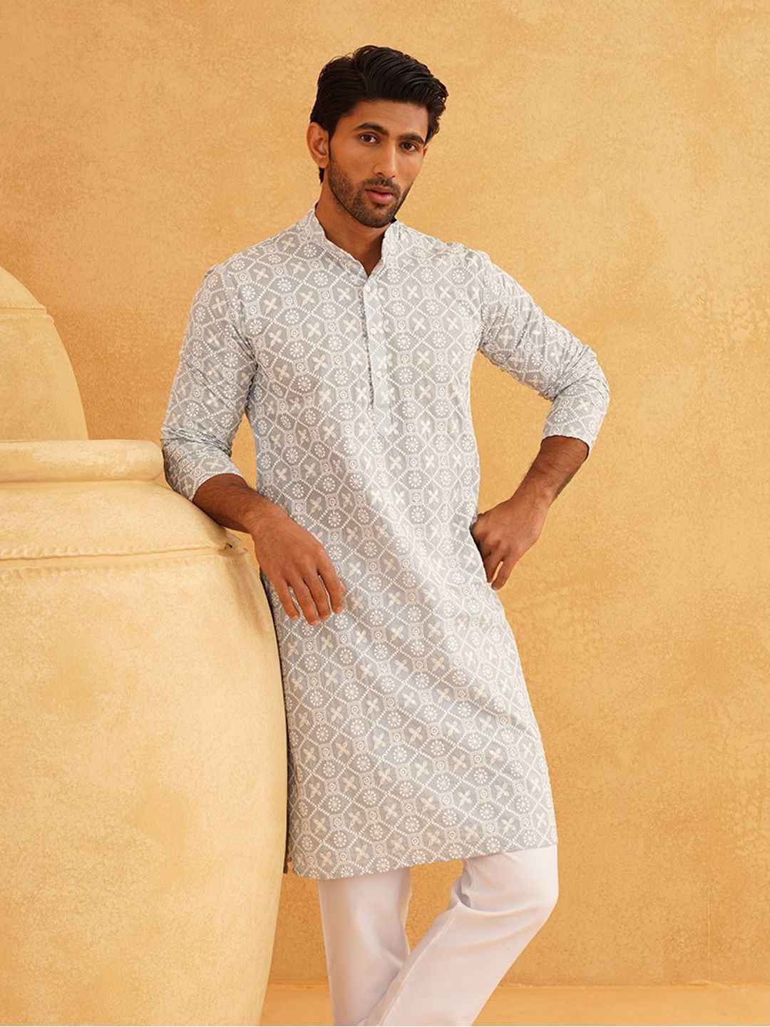 SOJANYA Kurta Lurus Labuci Sulam Etnik Kapas Tulen