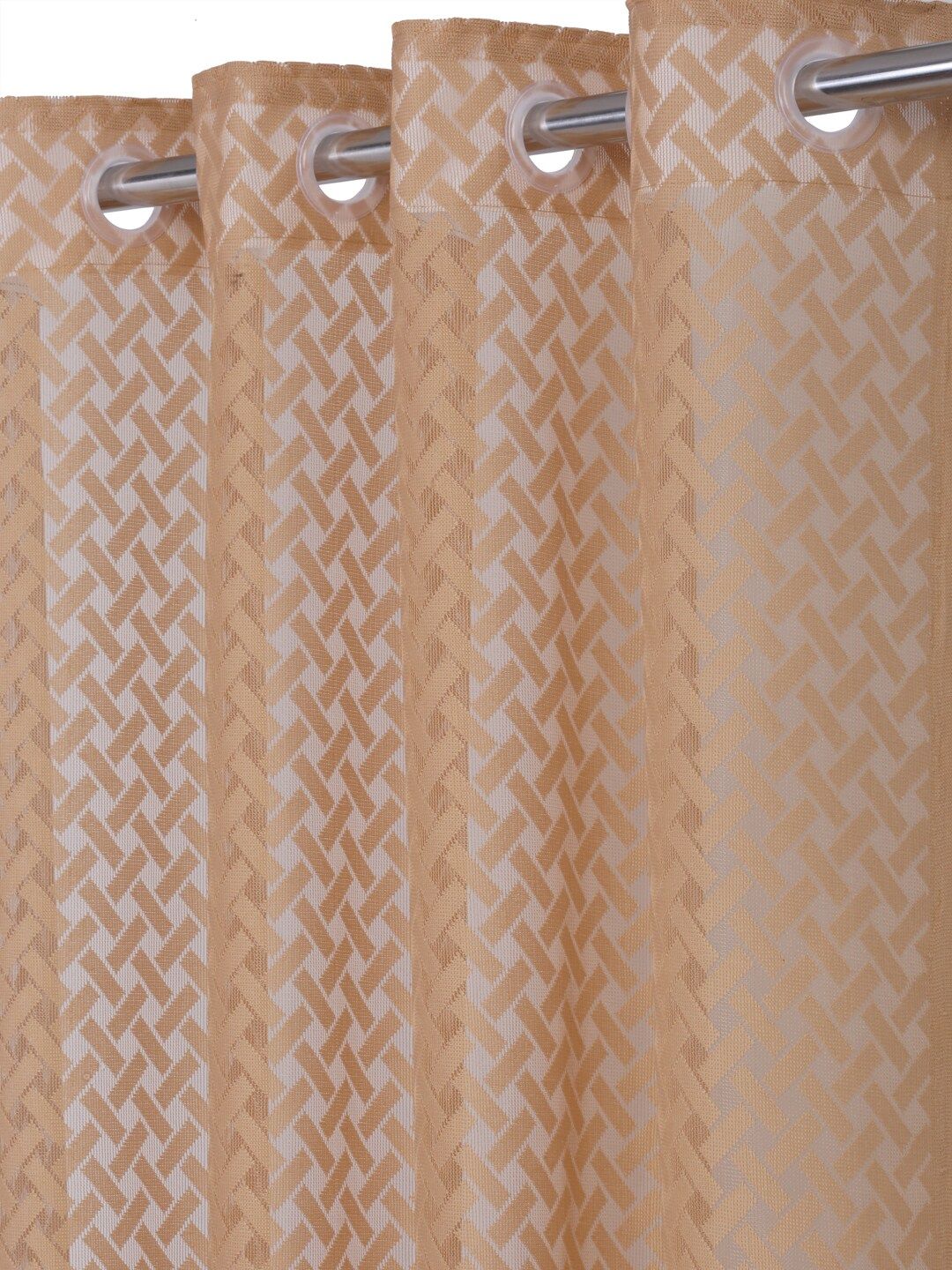 HOSTA HOMES Brown & Cream-Coloured Geometric Long Door Curtain