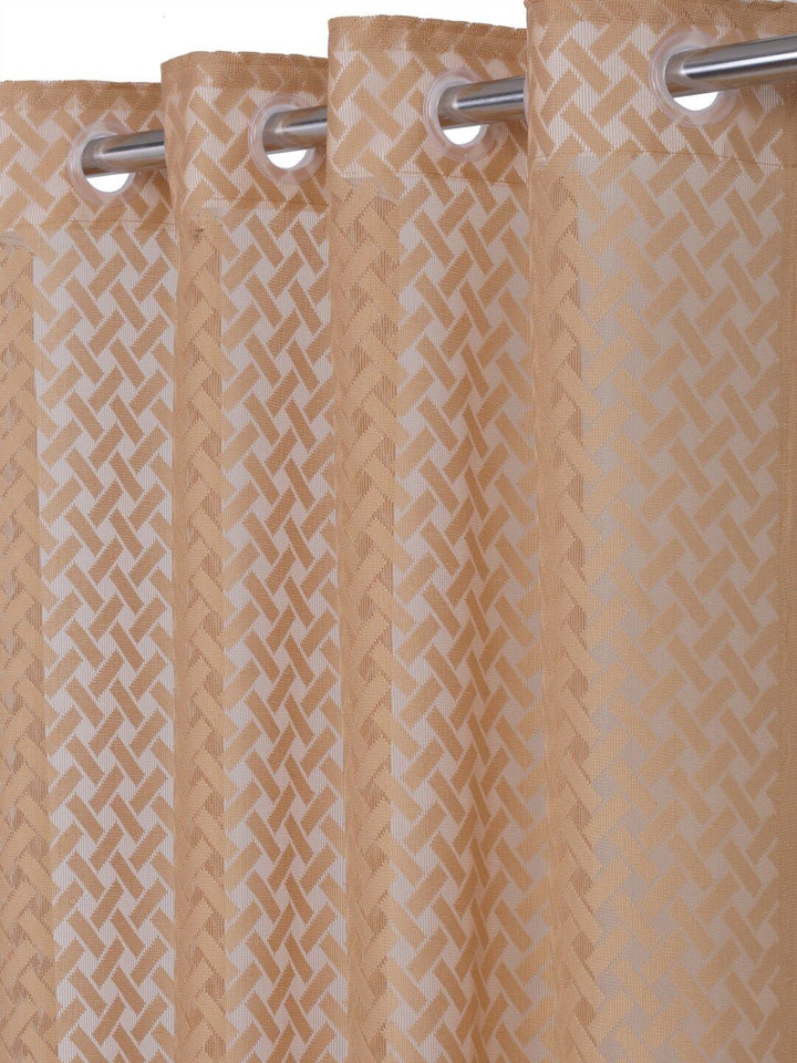 HOSTA HOMES Brown & Cream-Coloured Geometric Long Door Curtain