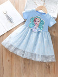 YK Girls Cotton Self Design Fit & Flare Dress