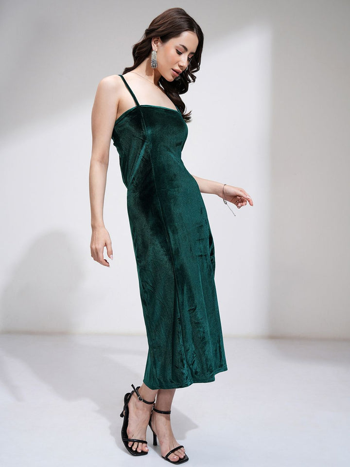 Tokyo Talkies Solid Cotton Bodycon Midi Dress