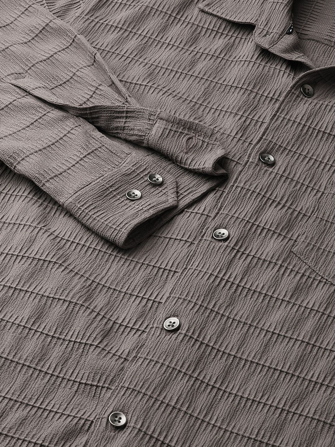 VASTRADO Men Classic Fit Spread Collar Textured Casual Shirt