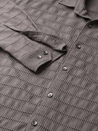 VASTRADO Men Classic Fit Spread Collar Textured Casual Shirt