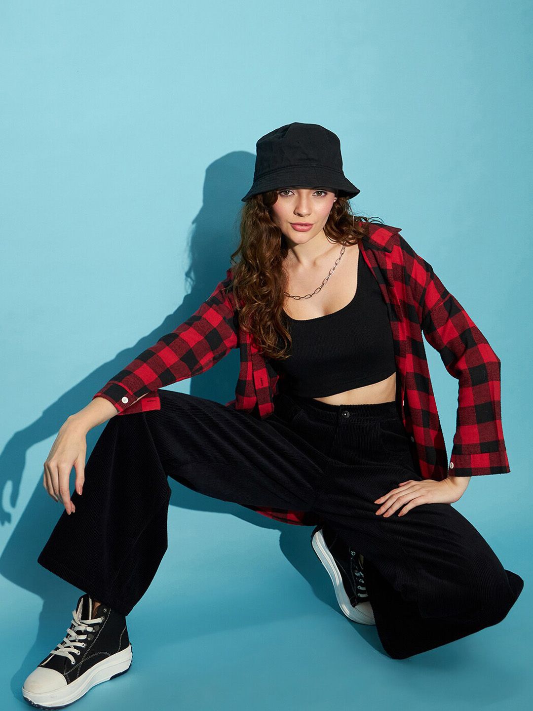 STREET 9 Women Black Flared High-Rise Corduroy Parallel Trousers