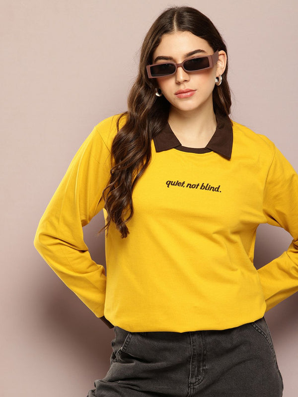 DILLINGER Typography Printed Polo Collar Oversized Pure Cotton T-shirt