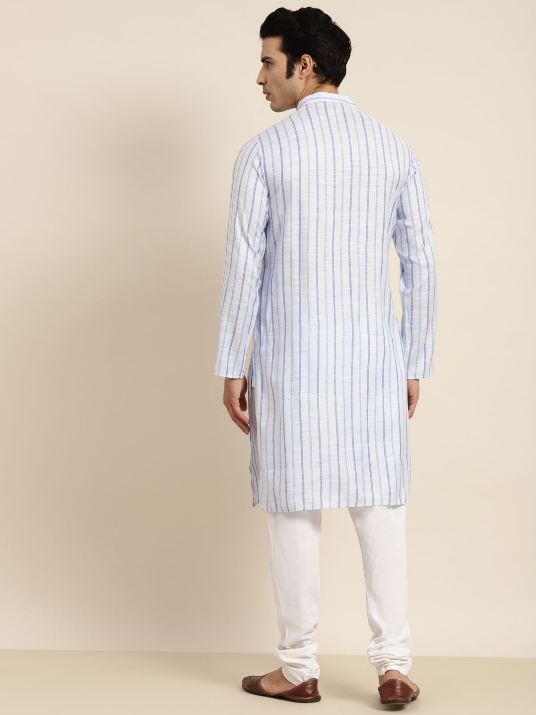 Anug by SOJANYA Men Blue Striped Kurta