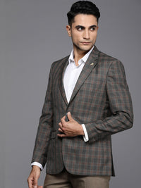 Raymond Checked Contemporary Fit Single-Breasted Formal Blazer