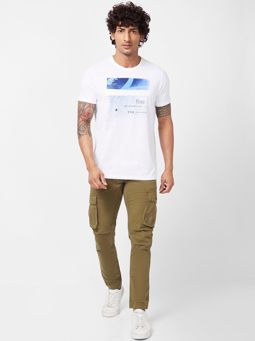 SPYKAR Men Tapered Fit Mid Rise Cotton Cargos