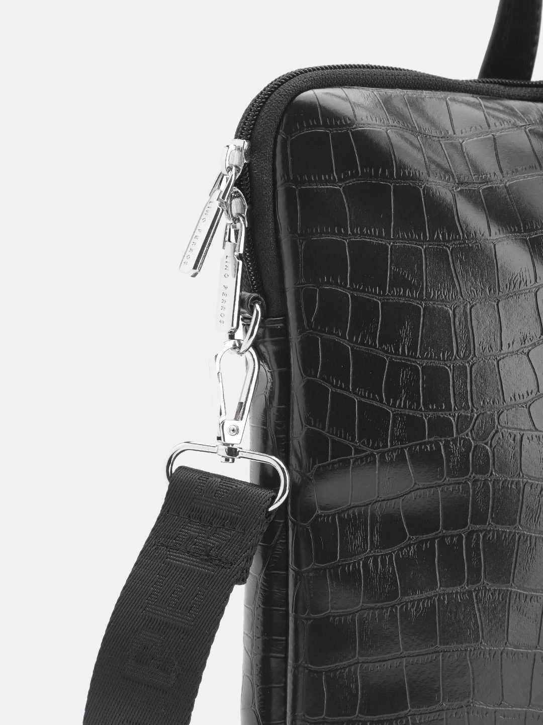 Lino Perros Women Croc Textured Structured Laptop Bag-16 Inches