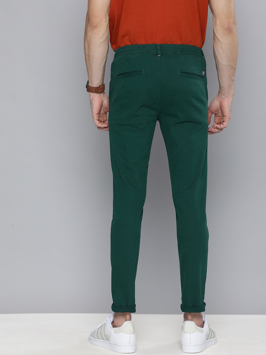 The Indian Garage Co Men Teal Slim Fit Chinos Trousers