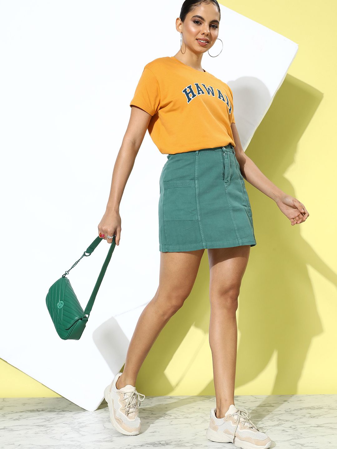 Mustard Yellow Typography Printed Regular Fit T-shirt