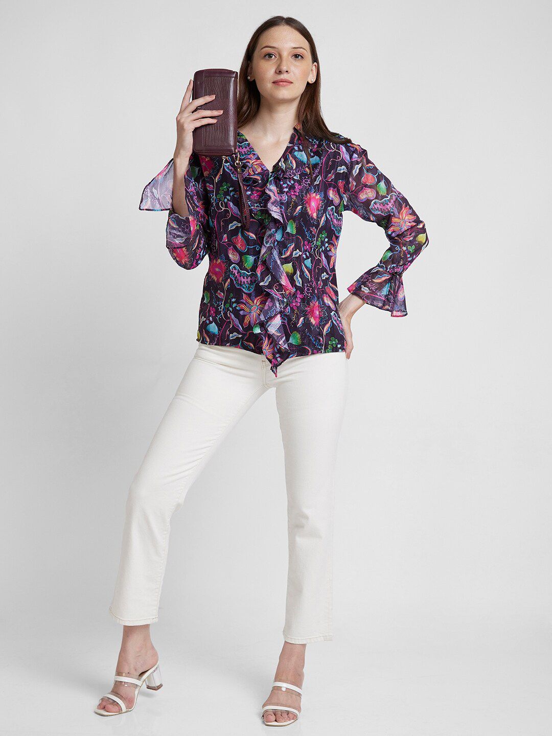 SPYKAR Classic Floral Printed Spread Collar Opaque Cotton Casual Shirt