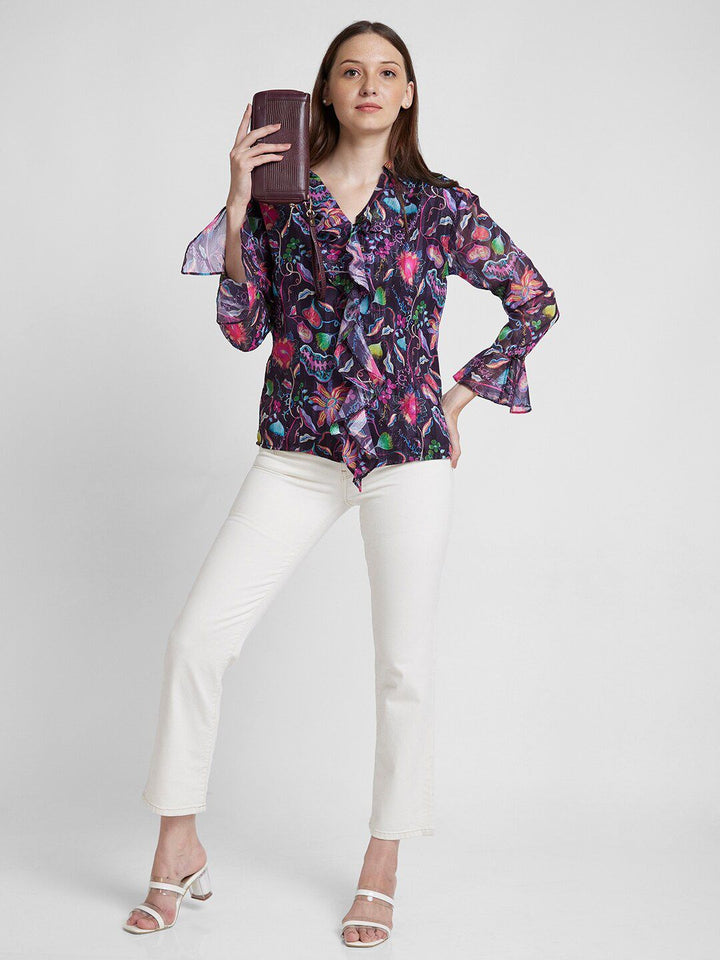 SPYKAR Classic Floral Printed Spread Collar Opaque Cotton Casual Shirt