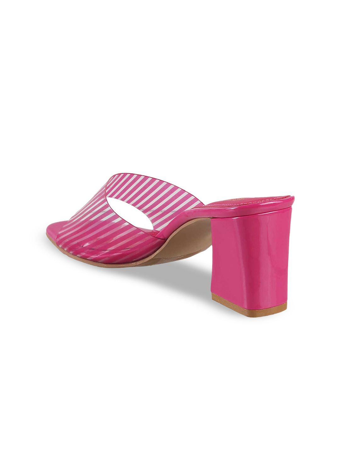 Metro Striped Open Toe Block Heels
