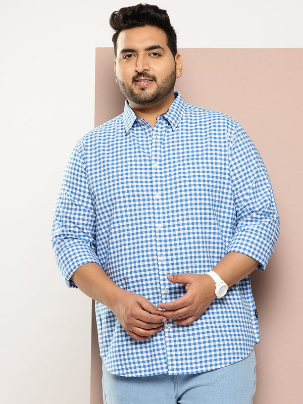 Thomas Scott Men Classic Slim Fit Gingham Checks Opaque Checked Casual Shirt