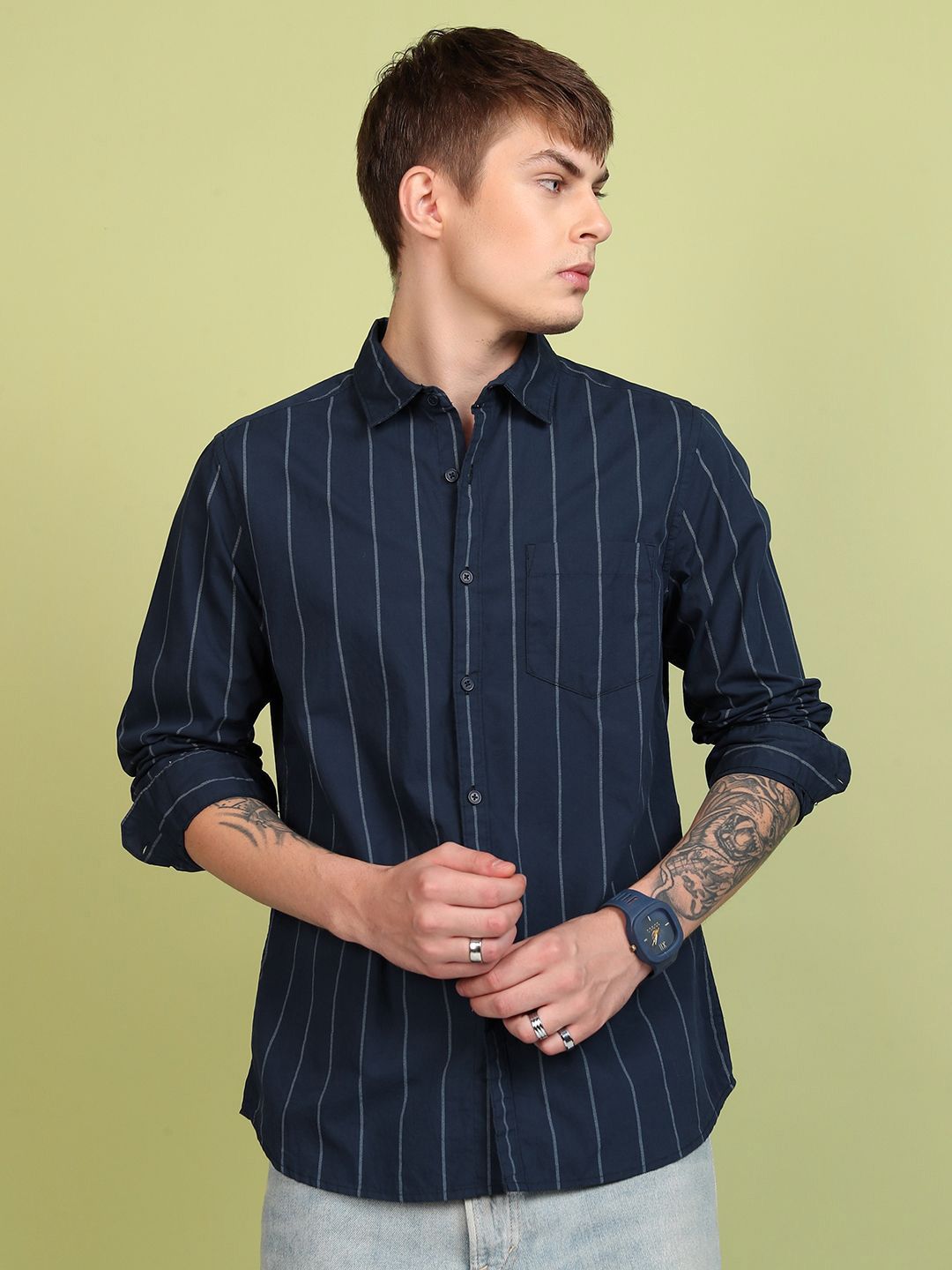 HIGHLANDER Regular Fit Regular Collar Full Sleeve Shirt