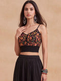 House of Chikankari Floral Embroidered Ethnic Cotton Bralette Crop Top