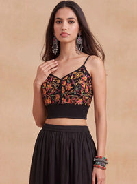 House of Chikankari Floral Embroidered Ethnic Cotton Bralette Crop Top
