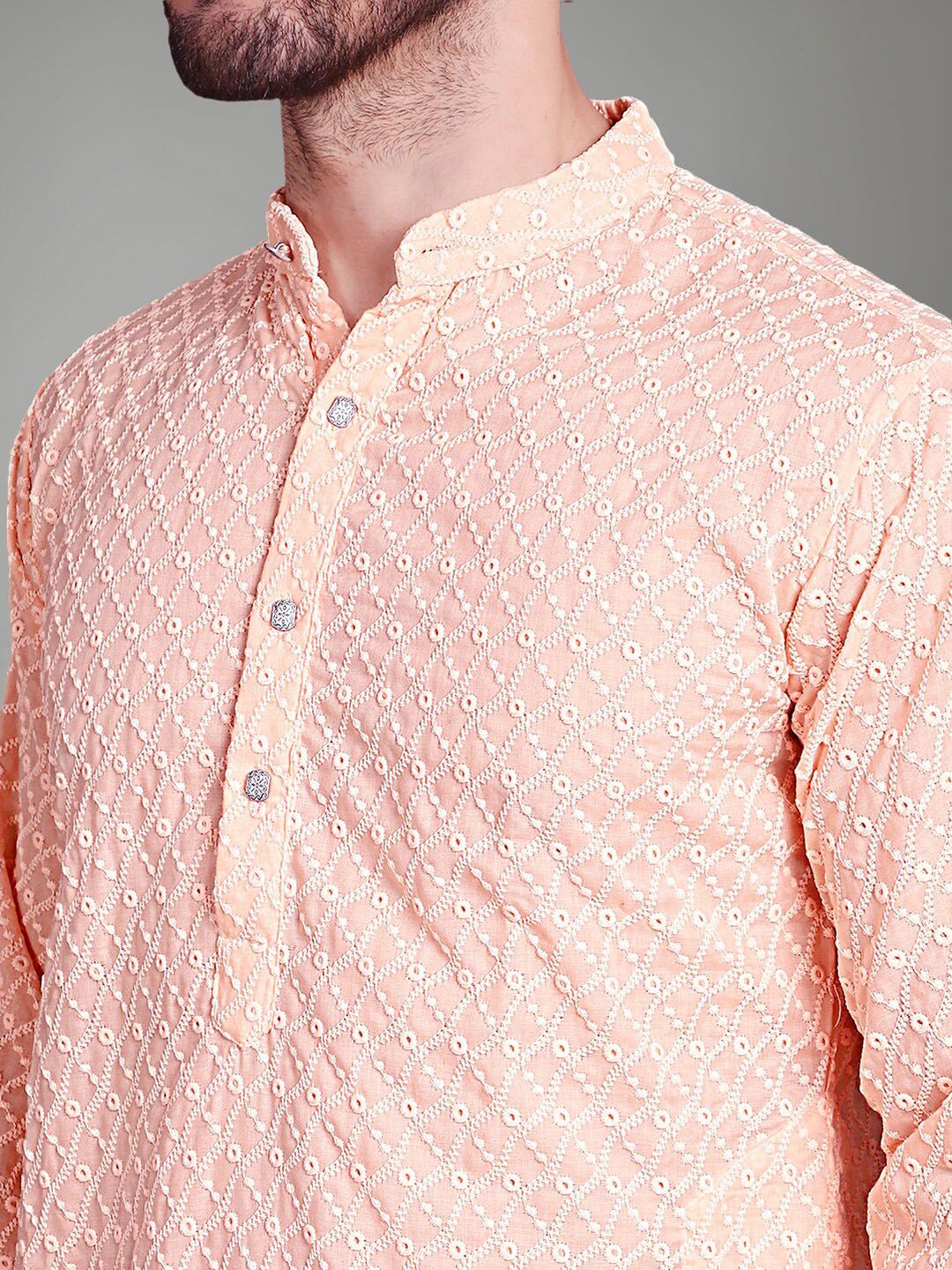 Jompers Ethnic Motifs Embroidered Regular Chikankari Pure Cotton Kurta With Churidar