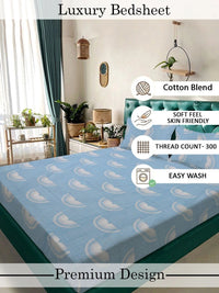 Moda Rapido X KLOTTHE Biru Geometrik 300 TC Cadar King dengan 2 Sarung Bantal