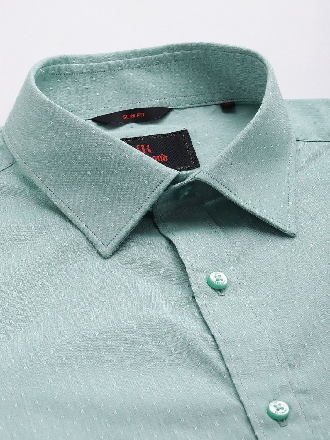 Raymond Pure Cotton Self Design Slim Fit Textured Formal Shirt