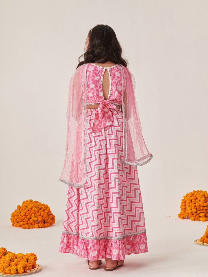 pspeaches Girls Printed Ready to Wear Lehenga & Blouse With Dupatta